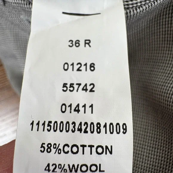 Jos A Bank Mens 42R 36x29 Tailored Fit Gray Cotton Wool Blend Micro Check Suit